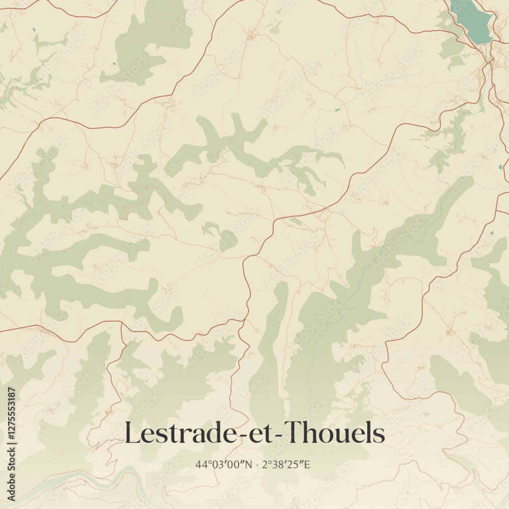 Obraz premium Vintage map of Lestrade-et-Thouels, France.