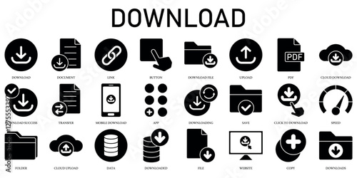 Set of Download Icons or symbols Vector fully editable file