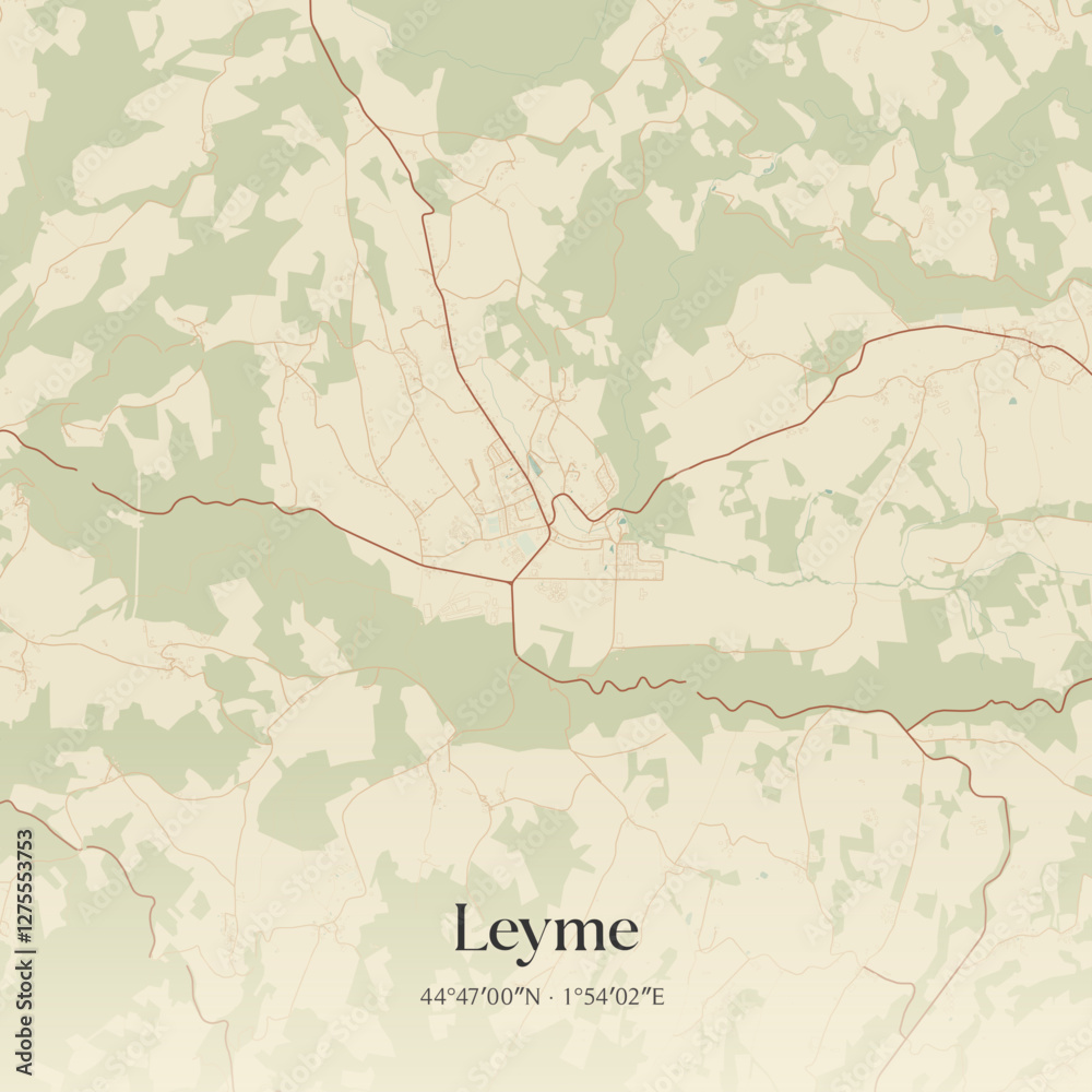Fototapeta premium Vintage map of Leyme, France.