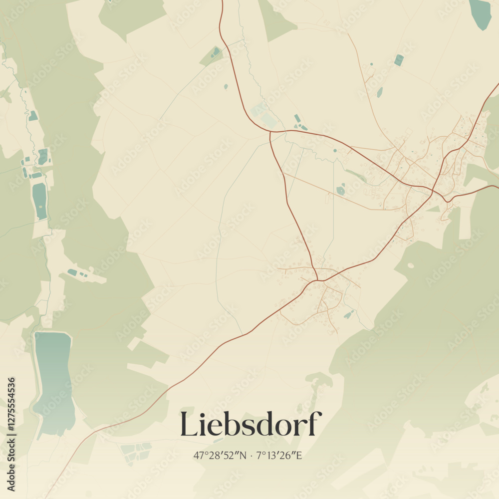 Obraz premium Vintage map of Liebsdorf, France.