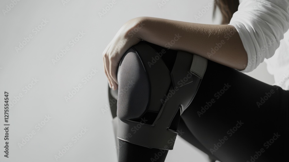 Sports injury treatment with a supportive knee brace. Featuring stabilization and support