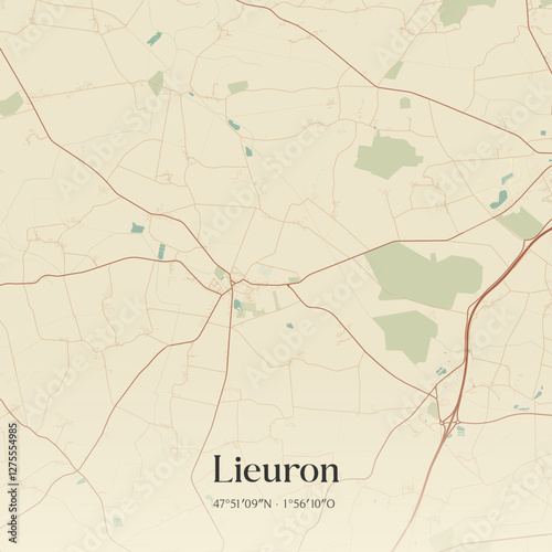 Vintage map of Lieuron, France.