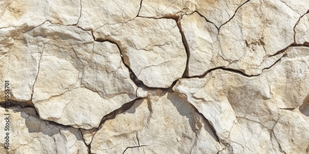 Cracked beige stone texture with intricate fissures in a natural pattern highlighting shades of cream and light brown prominently on the surface. Cracked beige stone texture with intricate fissures in a natural pattern highlighting shades of cream and light brown prominently on the surface.