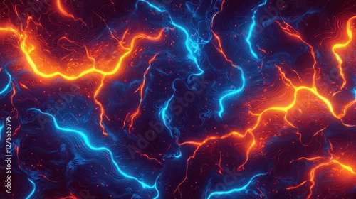 Abstract Energetic Flow:  A Symphony of Blue and Orange