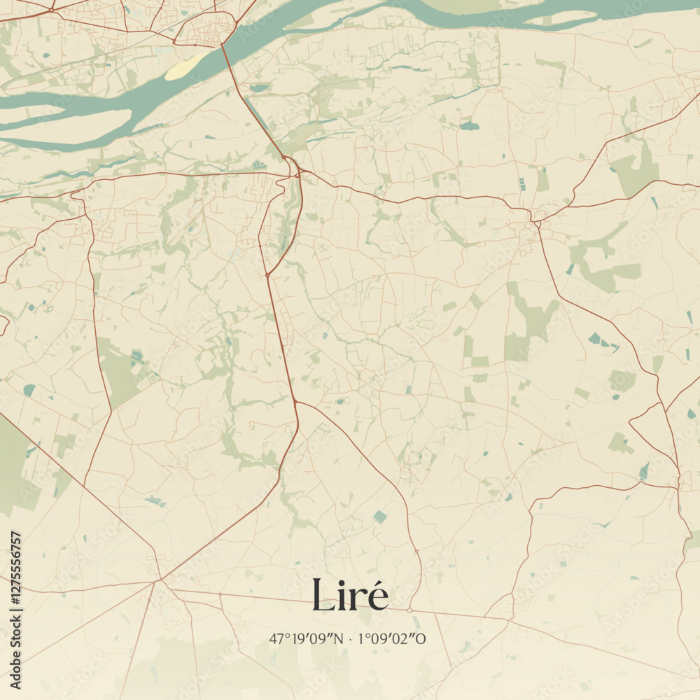 Fototapeta premium Vintage map of Liré, France.