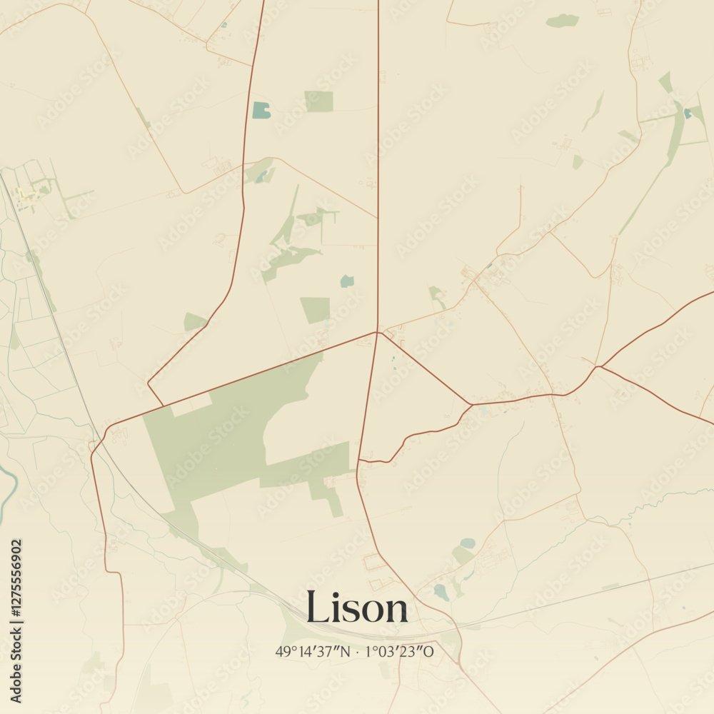 Fototapeta premium Vintage map of Lison, France.