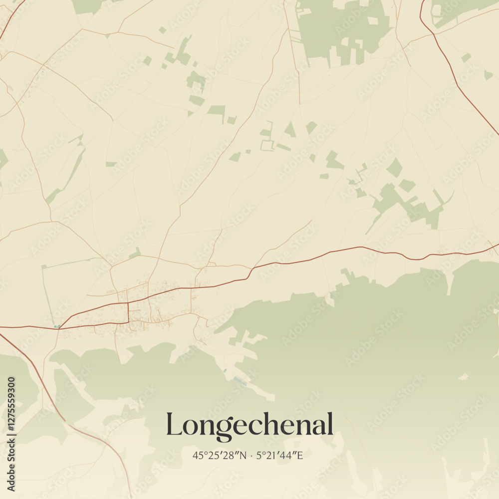 Obraz premium Vintage map of Longechenal, France.