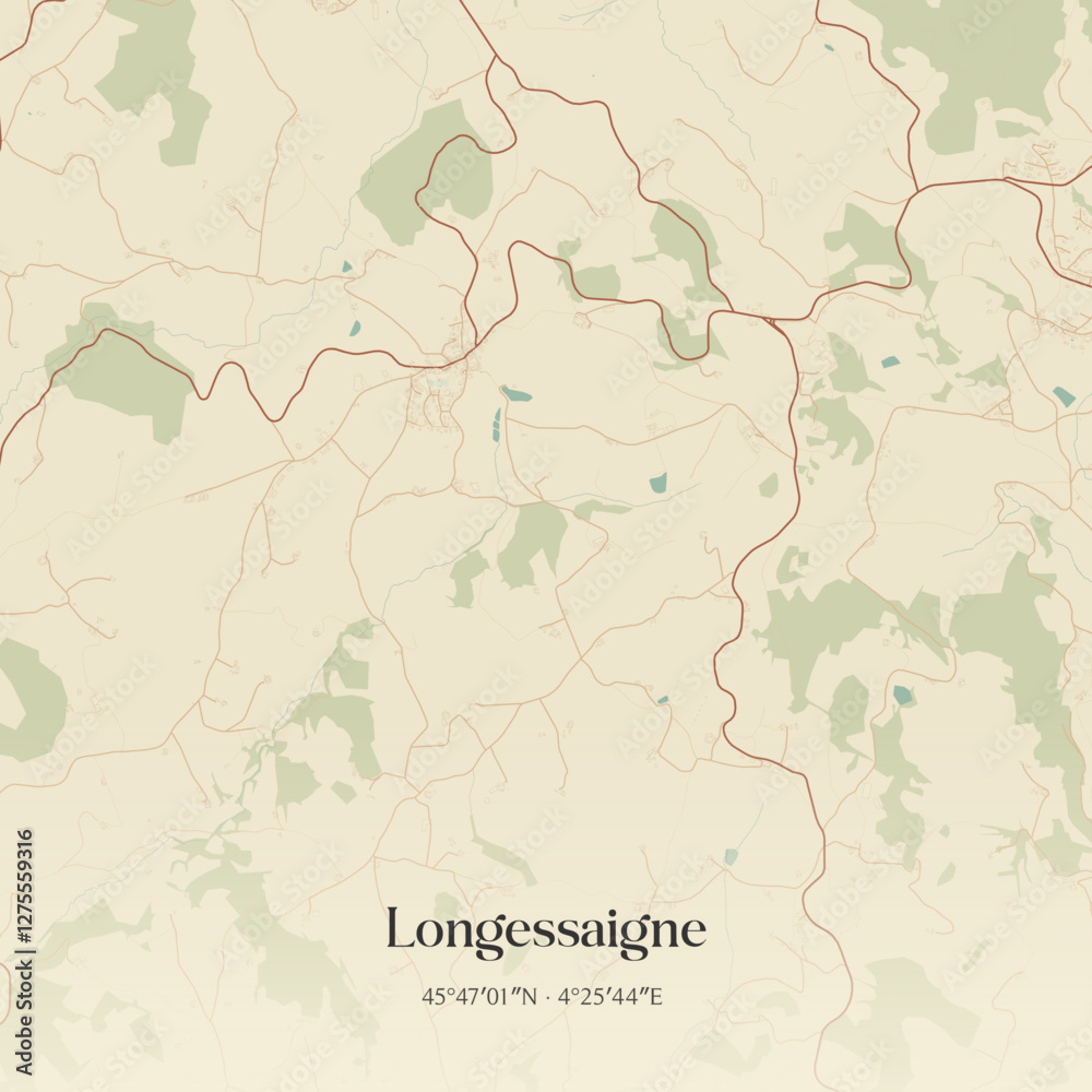 Obraz premium Vintage map of Longessaigne, France.
