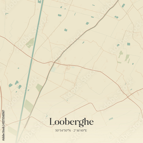 Vintage map of Looberghe, France.
