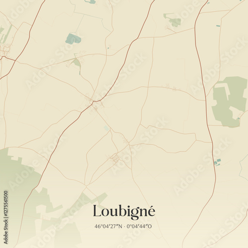 Vintage map of Loubigné, France.