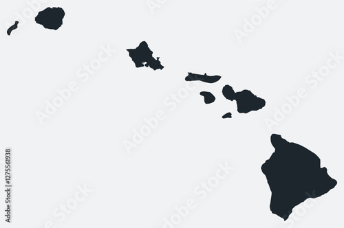 Hawaii map. Just a simple border map. Shape of the state. Flat blank Hawaii outline. Vector boundary illustration.
