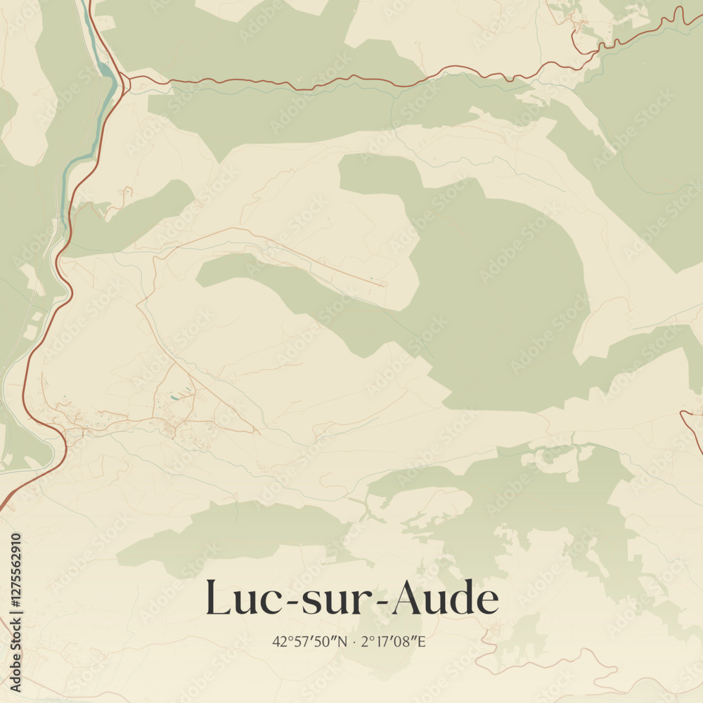 Obraz premium Vintage map of Luc-sur-Aude, France.
