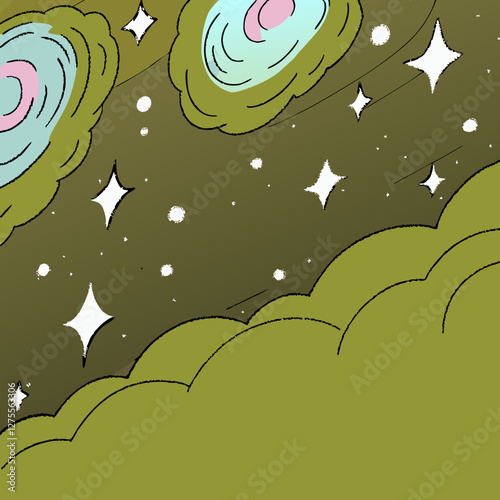 "Cosmic Line Art – Minimalist Space and Galaxy Illustration"