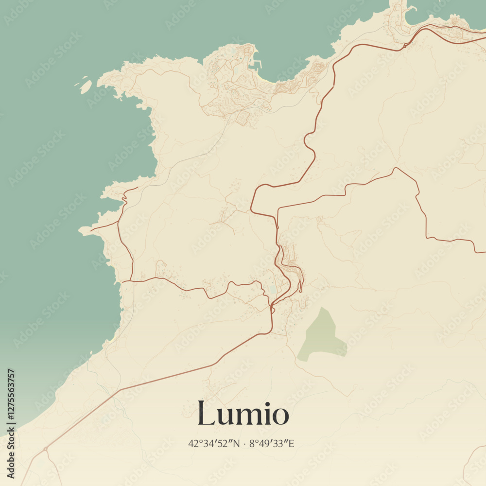 Obraz premium Vintage map of Lumio, France.