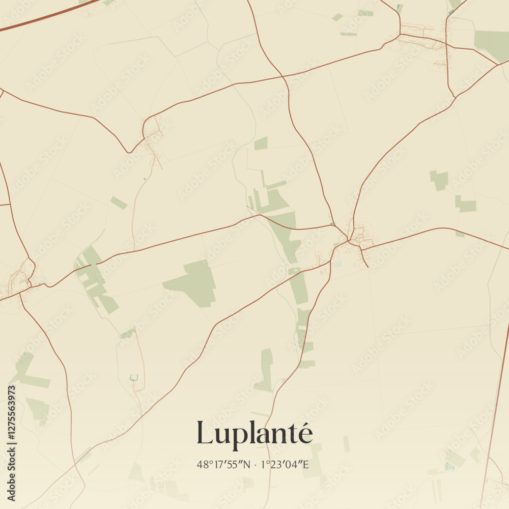 Fototapeta premium Vintage map of Luplanté, France.
