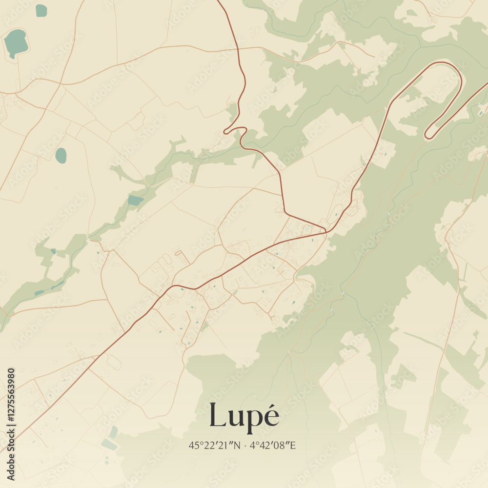 Obraz premium Vintage map of Lupé, France.