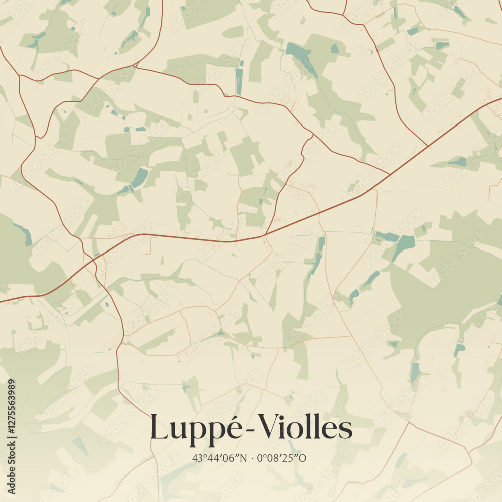 Obraz premium Vintage map of Luppé-Violles, France.
