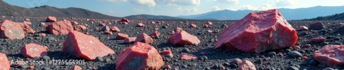 Quartz porphyry rhyolite boulders in a volcanic field, rock, mineral