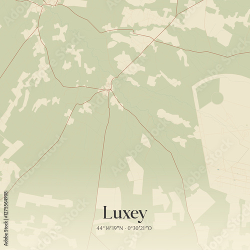 Vintage map of Luxey, France.