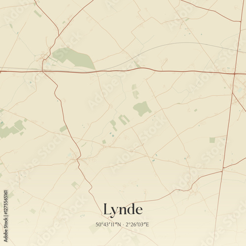 Vintage map of Lynde, France.