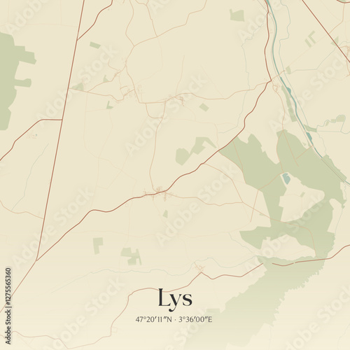 Vintage map of Lys, France.