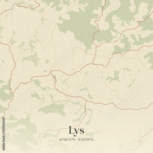 Vintage map of Lys, France.