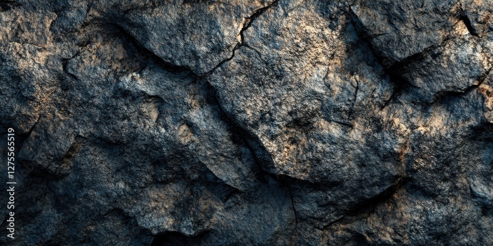 Detail-rich abstract rock texture with deep crevices in dark gray and black tones emphasizing natural geological formations and shadows. Detail-rich abstract rock texture with deep crevices in dark gray and black tones emphasizing natural geological formations and shadows.