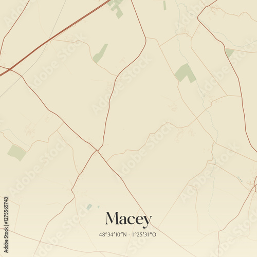 Vintage map of Macey, France.