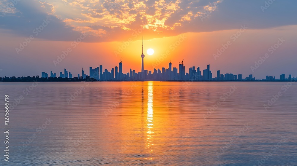 Fototapeta premium Toronto Skyline Sunset Cityscape Silhouette