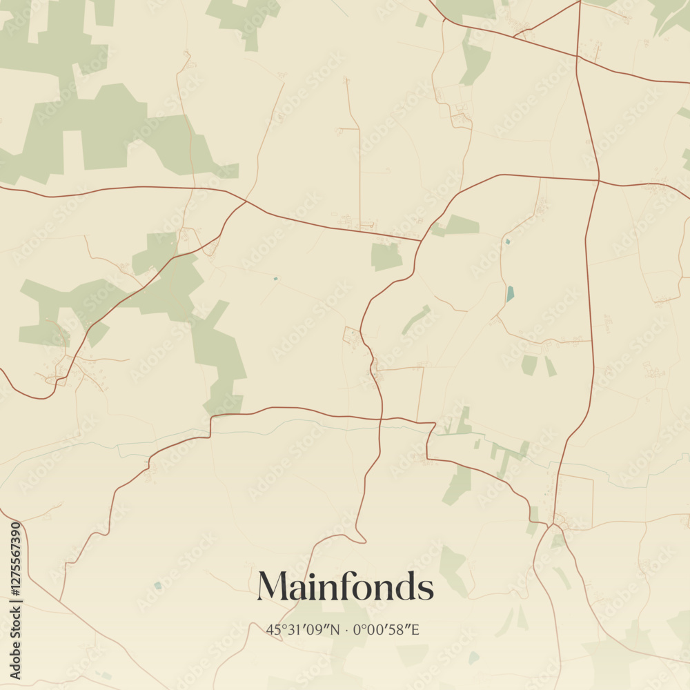 Obraz premium Vintage map of Mainfonds, France.