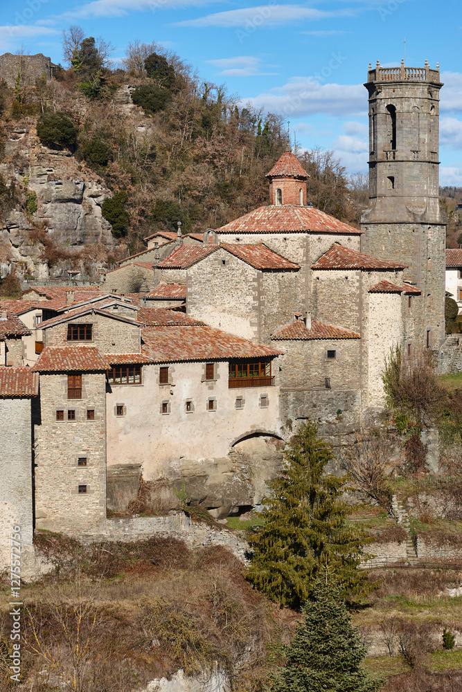 Picturesque medieval catalonian village of Rupit. Barcelona. Spain
