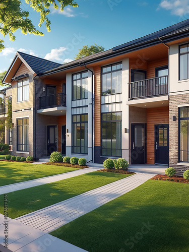 modern house in suburban area