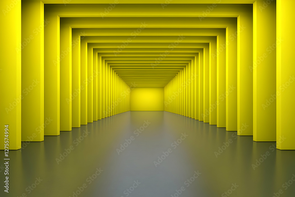 Fototapeta premium Abstract 3D Yellow Corridor