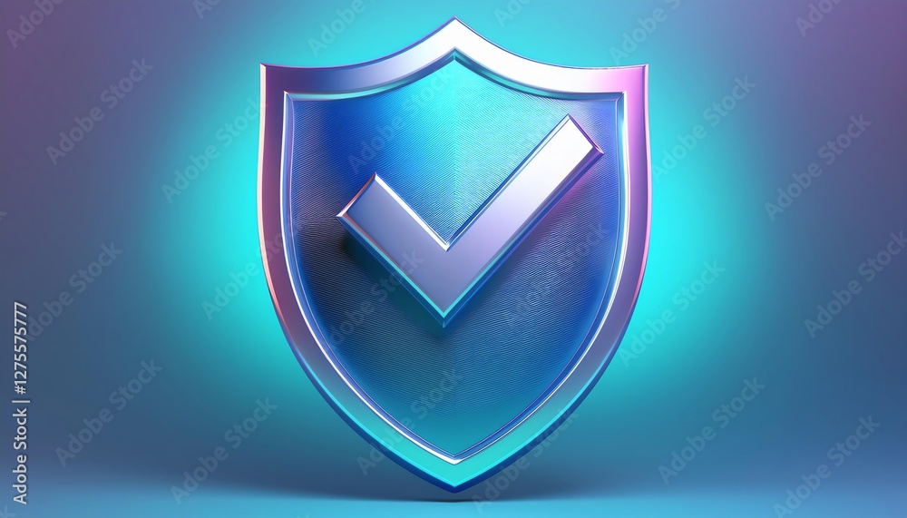 A modern shield icon featuring a checkmark, symbolizing security and trust, set against a vibrant, glowing background. A modern shield icon featuring a checkmark, symbolizing security and trust, set against a vibrant, glowing background.