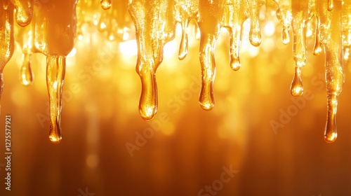 Golden Honey Dripping Sweet Viscous Texture photo