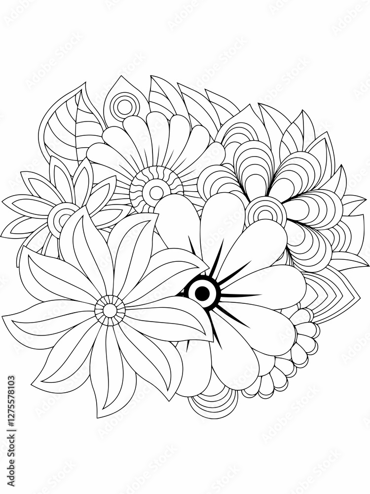 Fototapeta premium adults flowers new design . black and white background