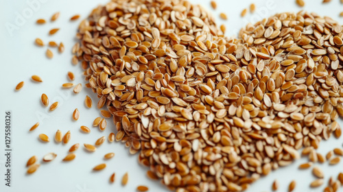 A detailed macro shot of golden and brown flaxseeds