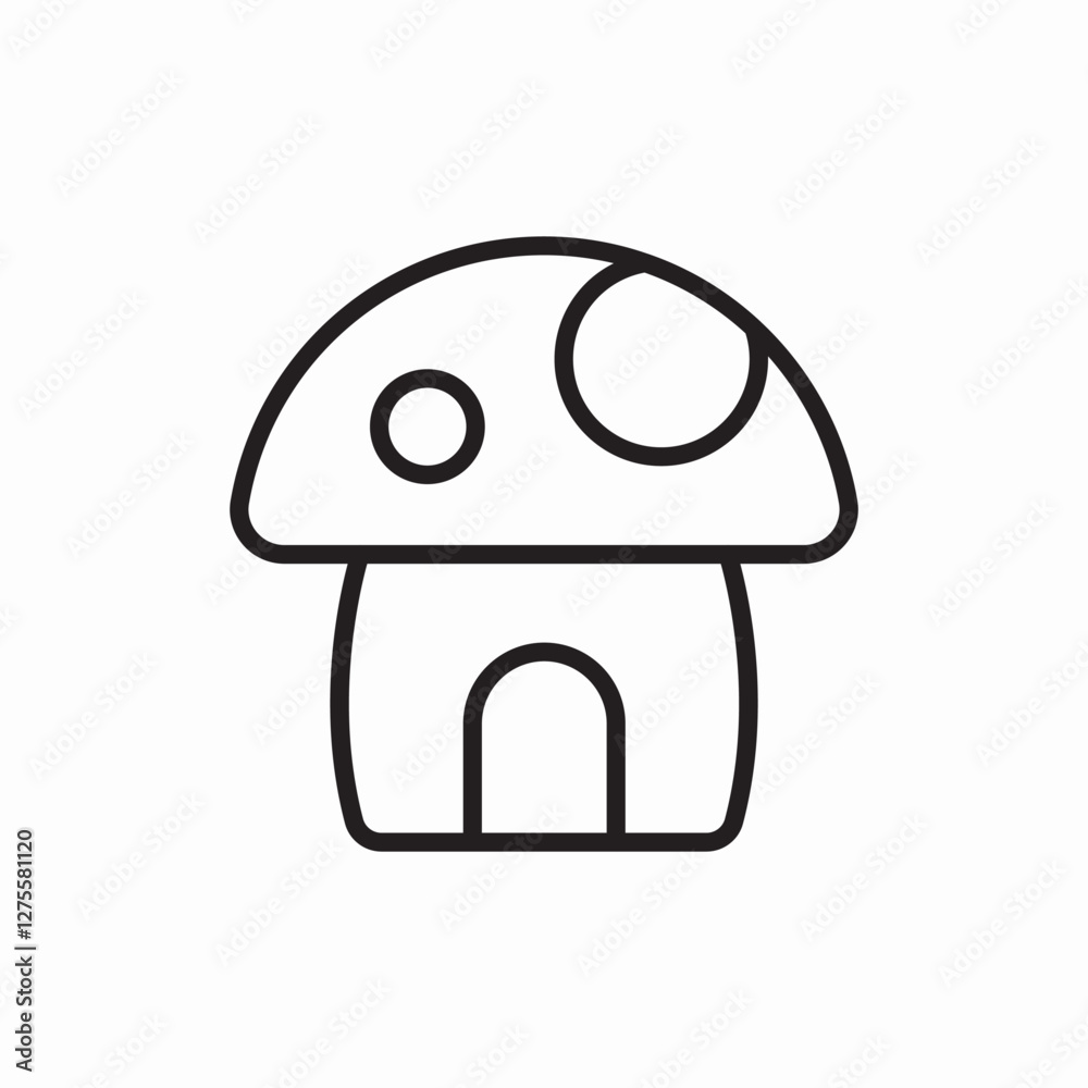 Mushroom house icon vector sign