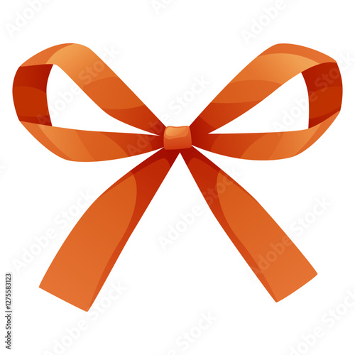 Beautiful volumetric red bow. Bow-tie design. Fashion and clothing element, decorative ribbon for gift wrapping. Satin ribbon. Bow design for gift