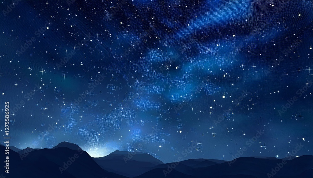 Blue night starry sky, space, background for screensaver. Generated image Blue night starry sky, space, background for screensaver. Generated image