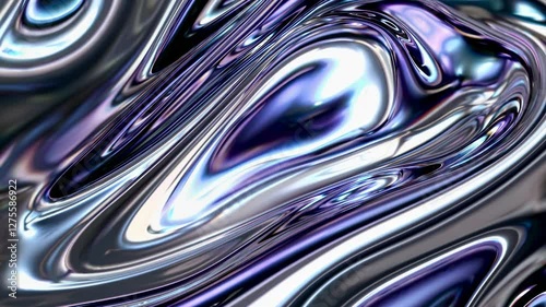 Wallpaper Mural Abstract video art with a close-up angle, showcasing fluid, metallic swirls in purple and silver hues, creating a dynamic, futuristic style. Torontodigital.ca