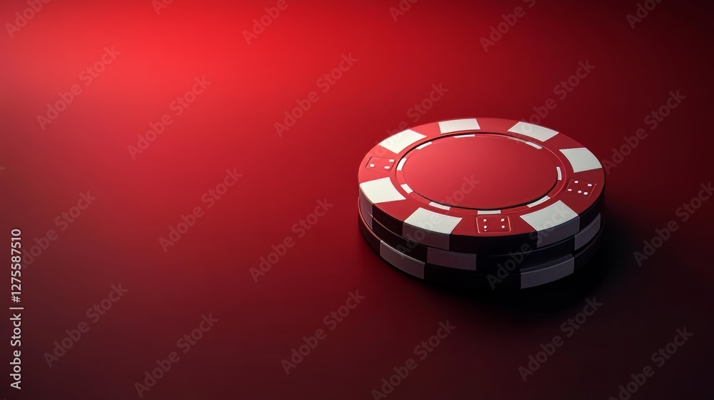 Colorful gambling chips stacked on a rich red surface, evoking excitement and anticipation in a lively gaming atmosphere Colorful gambling chips stacked on a rich red surface, evoking excitement and anticipation in a lively gaming atmosphere