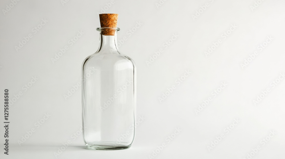 An elegant empty glass bottle with a cork An elegant empty glass bottle with a cork
