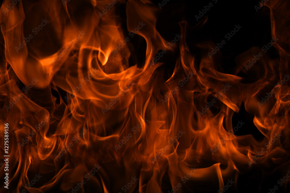 Fire flame burning and fire glowing on black background. Fire flame burning and fire glowing on black background.