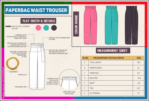 Women Paperbag Waist Fashion Trouser Tech Pack