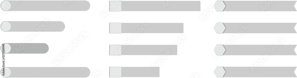 Flat Design UI Elements: Buttons and Ribbons in Light Gray Flat Design UI Elements: Buttons and Ribbons in Light Gray
