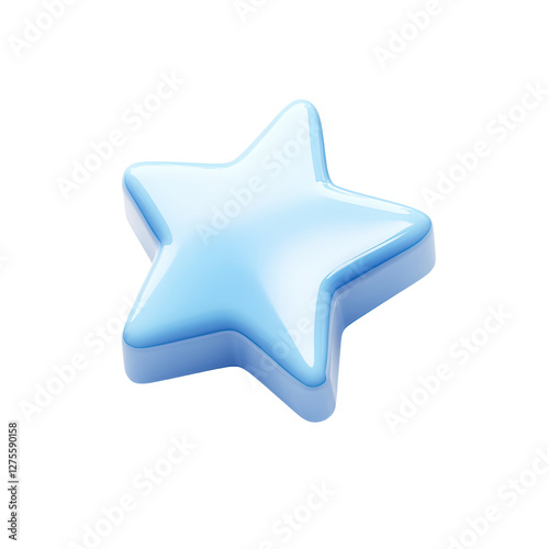3D Light Blue Star Graphic Element