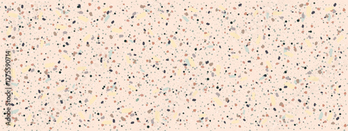 Terrazzo background, beige ceramic background texture with different speckles