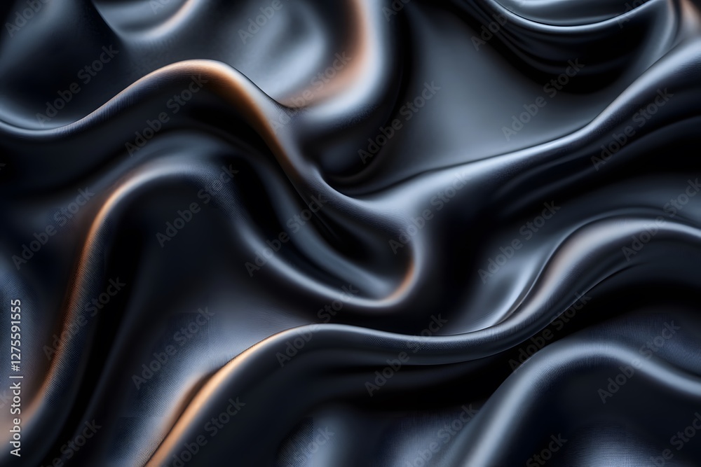 Obraz premium Luxurious Black Silk Fabric with Soft Waves for Elegant Design