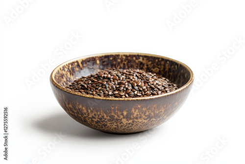 Flaxseeds in a Small Ceramic Dish